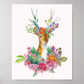 水彩絵を描フローラベビー鹿ベビー子供部屋 ポスター (正面)