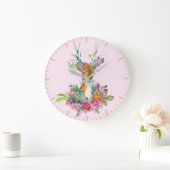水彩絵を描フローラベビー鹿ベビー子供部屋 ラージ壁時計 (ホーム)