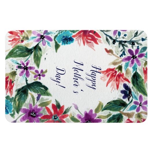 水彩絵を描フローラリース母の日 マグネット (横)