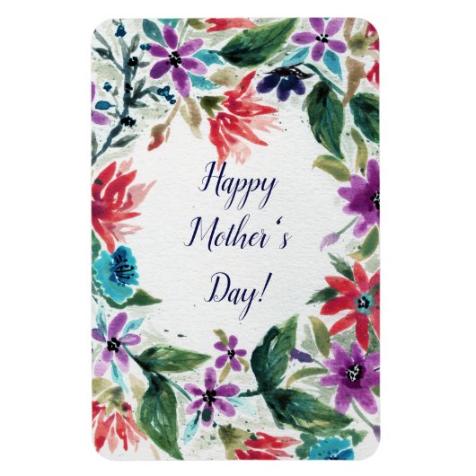 水彩絵を描フローラリース母の日 マグネット (縦)
