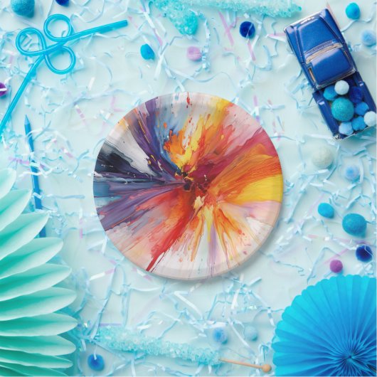 水彩絵を描抽象芸術爆発 ペーパープレート (パーティー)