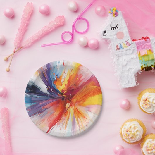 水彩絵を描抽象芸術爆発 ペーパープレート (パーティー)