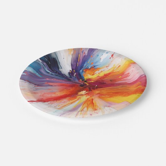 水彩絵を描抽象芸術爆発 ペーパープレート (アングル)
