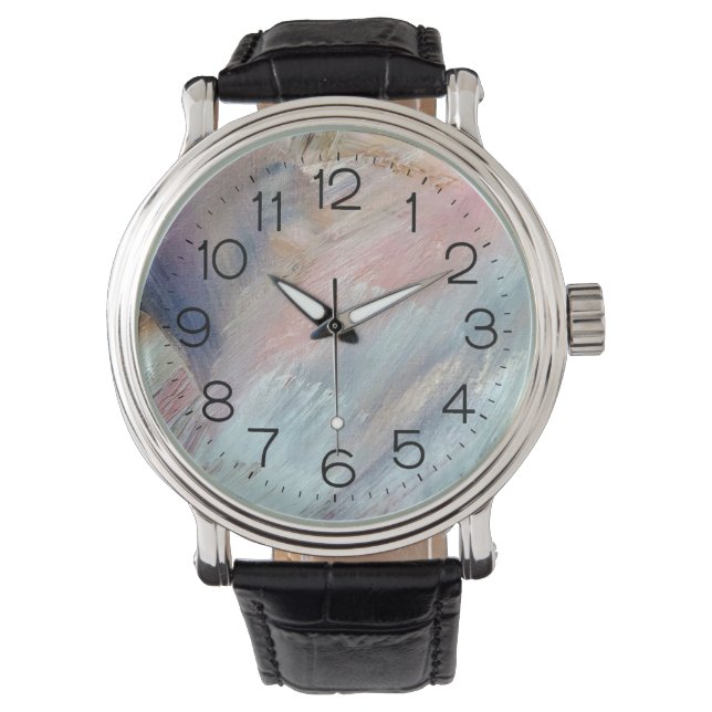 水彩絵を描抽象芸術 腕時計 (正面)
