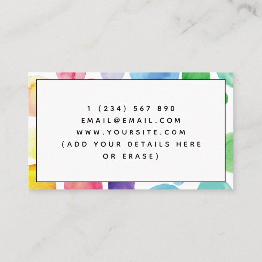 水彩絵を描水玉模様アートセラピーセラピスト 名刺 (裏面)