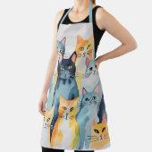 水彩絵を描猫カラフルコラージュ エプロン (インサイチュ)