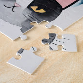 水彩絵を描猫カラフルコラージュ ジグソーパズル (側面)