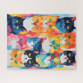 水彩絵を描猫カラフルコラージュ ジグソーパズル (横)