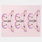 水彩絵を描蝶2 フリースブランケット (正面(横))