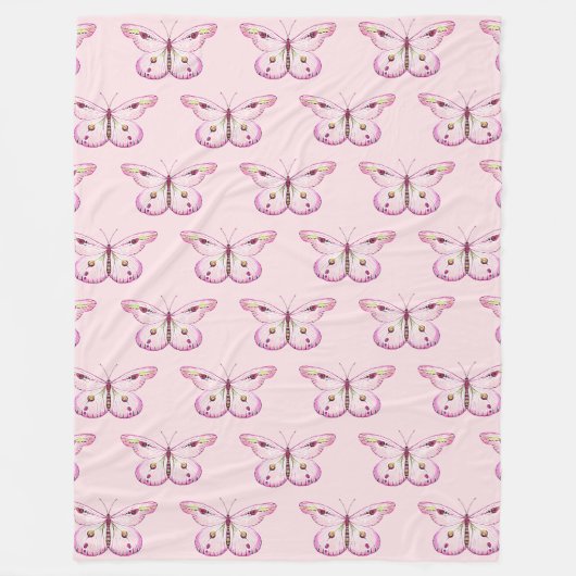 水彩絵を描蝶2a フリースブランケット (正面)