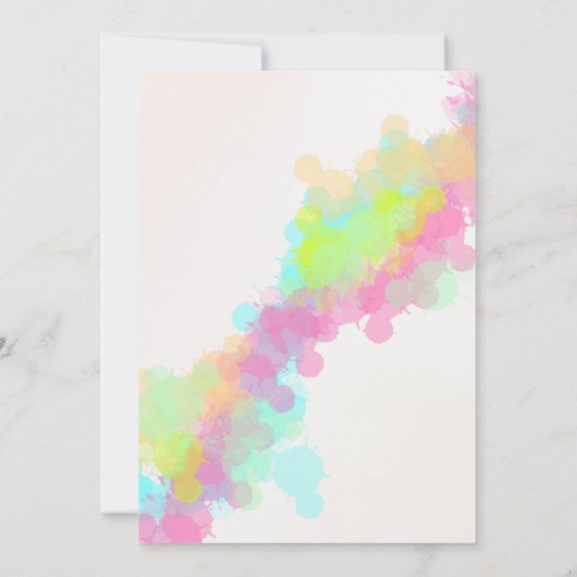 水彩絵を描（ばちゃばちゃ）跳ねるカラフル誕生日 招待状 (裏面)