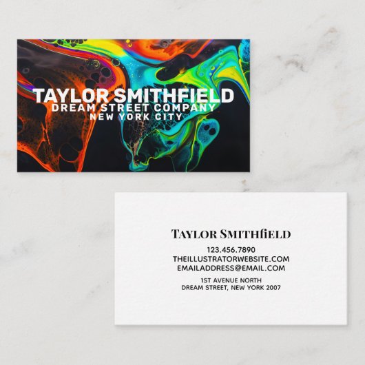 水彩絵を描（ばちゃばちゃ）跳ねる名刺 名刺 (正面/裏面)
