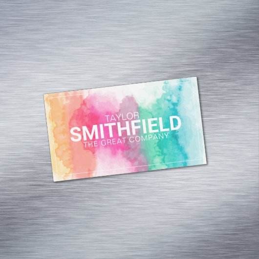 水彩絵を描(ばちゃばちゃ)跳ねる幾何 マグネット名刺 (インサイチュ)