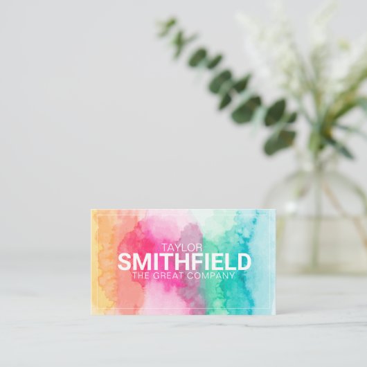 水彩絵を描(ばちゃばちゃ)跳ねる幾何 名刺 (スタンド正面)