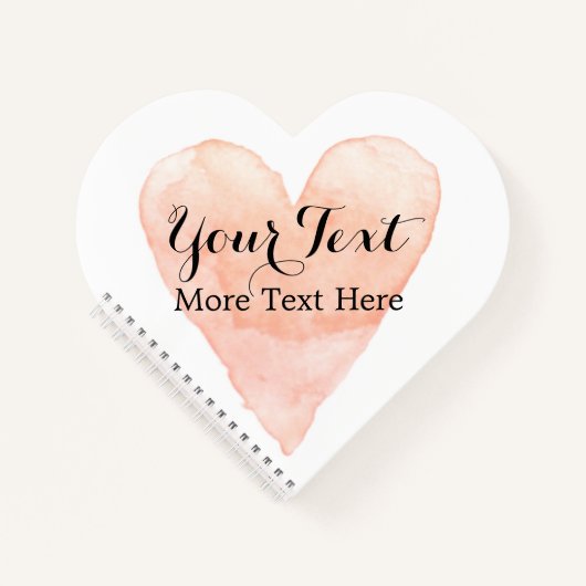 水彩絵付きハート型の渦巻き型ノートブック ノートブック (正面)