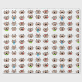 水彩絵文字おもしろい猫動物ユーモアアート ラッピングペーパー (フラット)