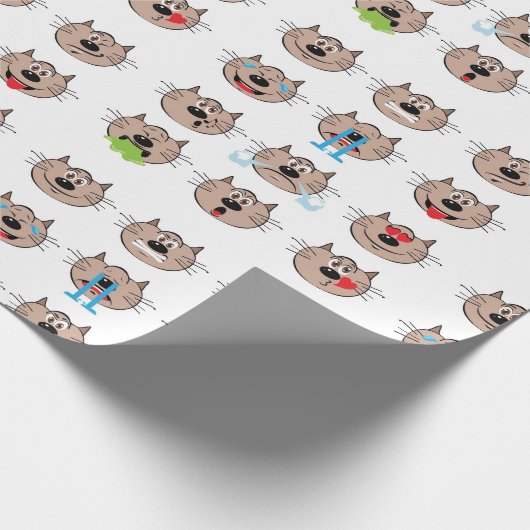 水彩絵文字おもしろい猫動物ユーモアアート ラッピングペーパー (角)
