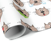 水彩絵文字おもしろい猫動物ユーモアアート ラッピングペーパー (ロールコーナー)