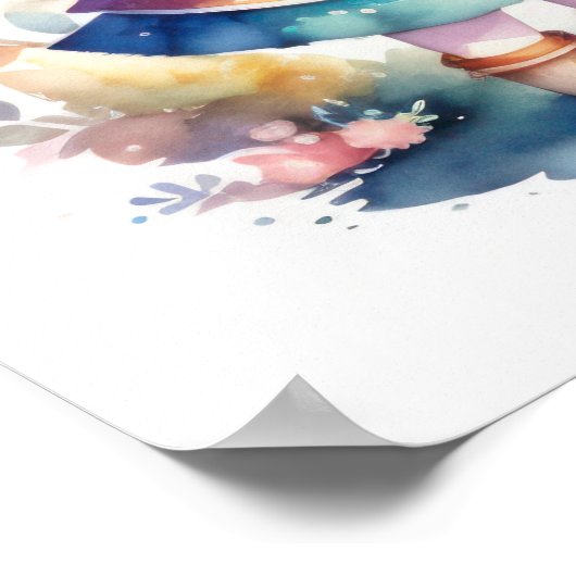 水彩絵画かわいいチビ(小さくかわいく書いた感じ)2メス ポスター (角)