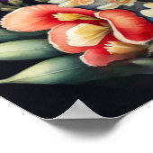 水彩絵画のスナップドラゴン花フローラ1:1 ポスター (角)