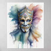 水彩絵画のベネチアンマスクIII ポスター (正面)