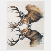 水彩絵画のボロキスをするグ フリースブランケット (正面)