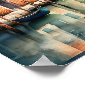 水彩絵画のヴェネツィア市情景ゴンドラ1:1 ポスター (角)