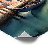 水彩絵画のヴェネツィア市情景ゴンドラ1:1 ポスター (角)