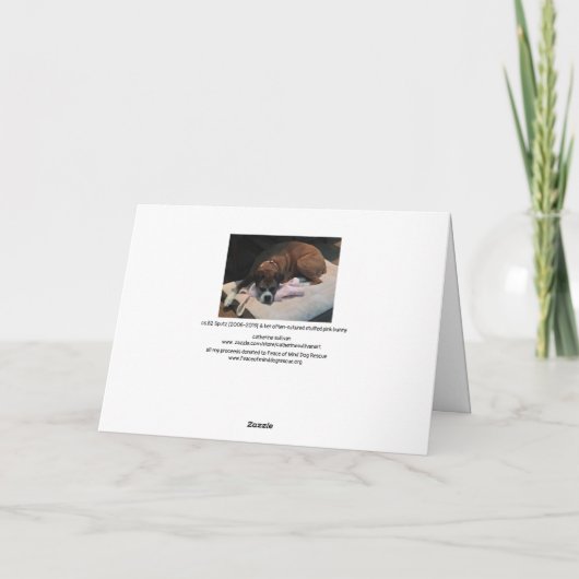 水彩絵画の子犬+「犬を失うたびに」 カード (裏面)