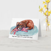 水彩絵画の子犬+「犬を失うたびに」 カード (黄色い花)