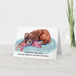 水彩絵画の子犬+「犬を失うたびに」 カード