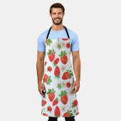 水彩絵画の継ぎ目無しイチゴ エプロン (着用した状態)