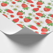 水彩絵画の継ぎ目無しイチゴ ラッピングペーパー (角)