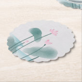 水彩絵画の蓮フローラ ペーパーコースター (アングル)