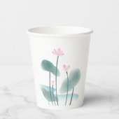 水彩絵画の蓮フローラ 紙コップ (裏面)