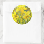水彩絵画の黄色い花アート水仙 ラウンドシール (バッグ)