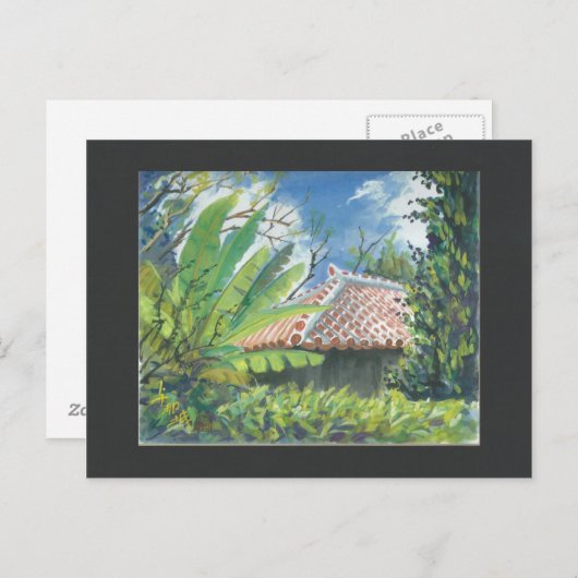 水彩絵画はがき沖縄福木 ポストカード (正面/裏面)