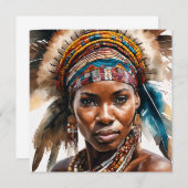 水彩絵画セット、超現実的キャラクター サンキューカード (正面/裏面)