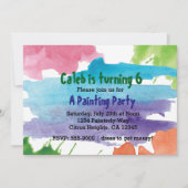 水彩絵画パーティー誕生日招待状 招待状 (正面)