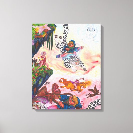 水彩絵画ファンタジー戦デモンズユニコーン キャンバスプリント (正面)