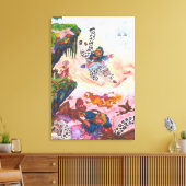 水彩絵画ファンタジー戦デモンズユニコーン キャンバスプリント (インサイチュ (リビング))