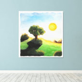 水彩絵画ファンタジー木自然 キャンバスプリント (インサイチュ (ウッドフロア))