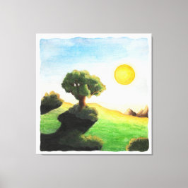 水彩絵画ファンタジー木自然 キャンバスプリント