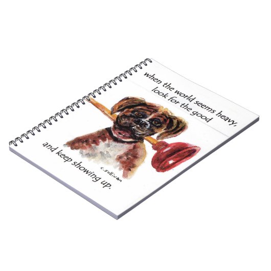 水彩絵画ボクサー+感動的ことわざ ノートブック (左側)