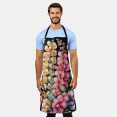 水彩絵画竜の花フローラ エプロン (着用した状態)