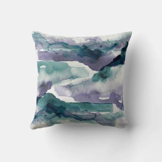 水彩絵画絞り染めブルーパープル クッション (裏面)