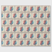 水彩絵筆と花 ラッピングペーパー (フラット)