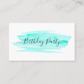 水彩絵筆の誕生日パーティーチケット 名刺 (正面)