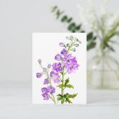 水彩絵葉書の紫のデルフィニウム ポストカード (スタンド正面)