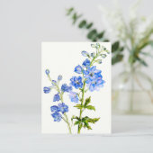 水彩絵葉書の青いデルフィニウム ポストカード (スタンド正面)